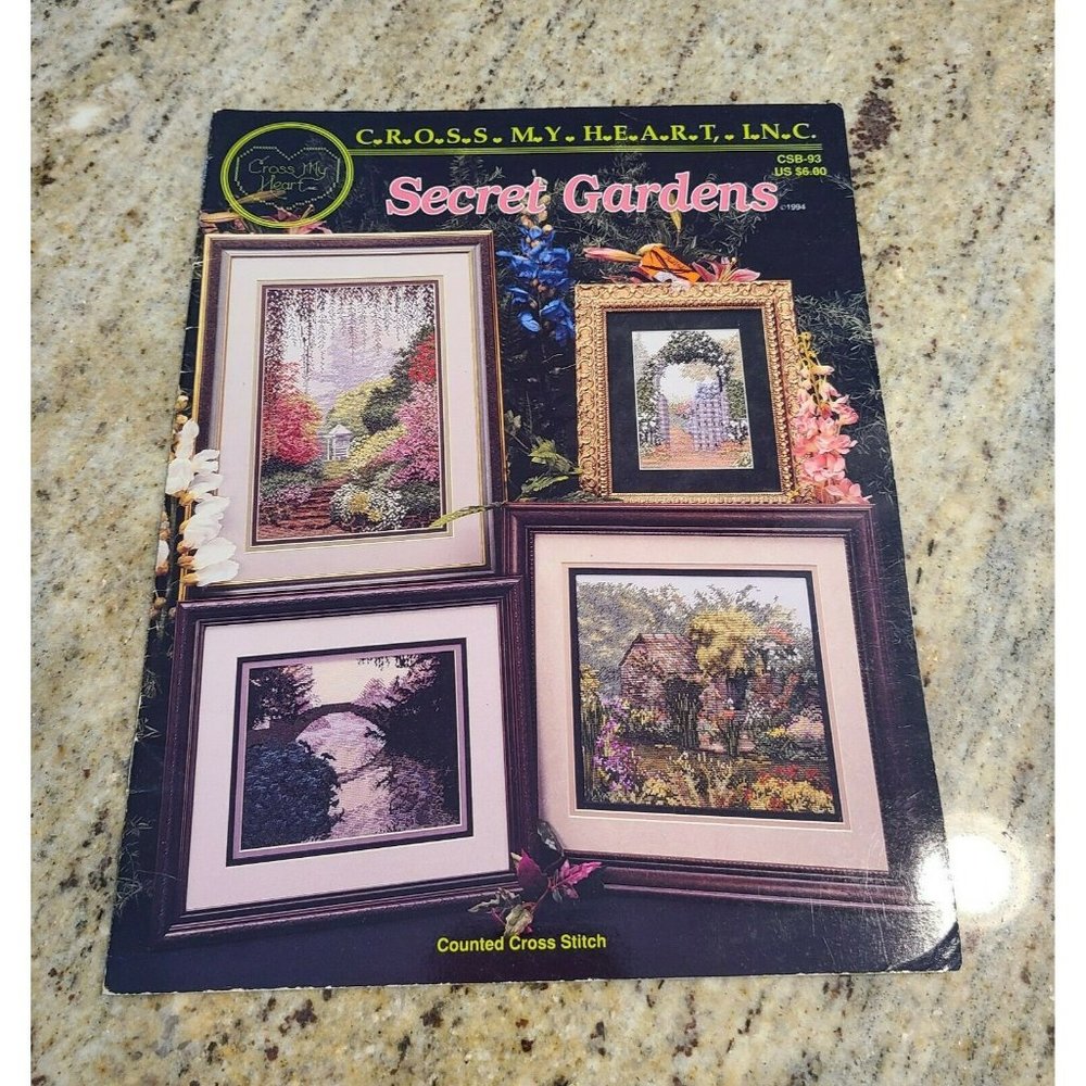 Secret Gardens Cross Stitch Pattern Book 7 Designs from Cross My Heart CSB-93